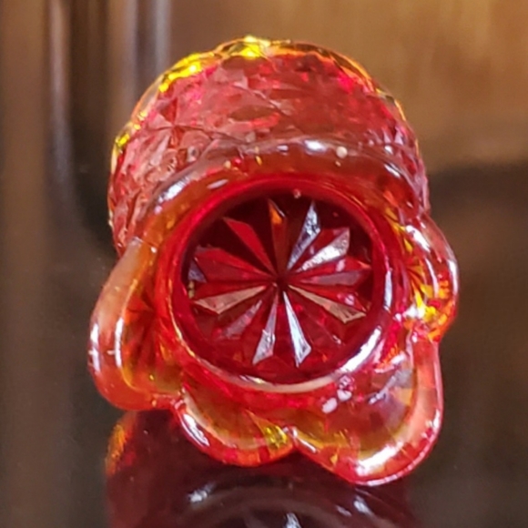 Vntg Amberina "Daisy and Button" Toothpick / Matchstick Holder - Picture 4 of 12